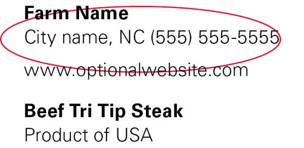 Example address line on a product label.